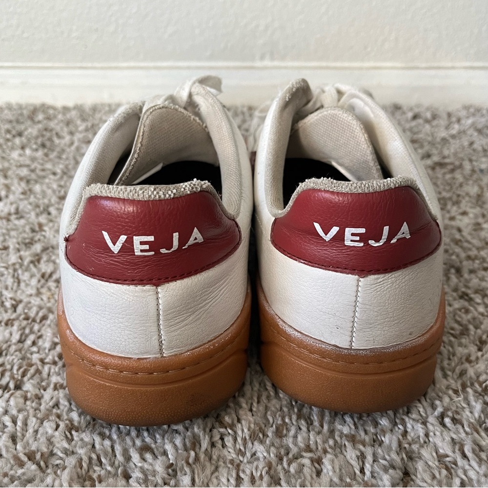 Veja V-12 Leather Open White With Red Sneakers Women’s Size 10 - Picture 7 of 16